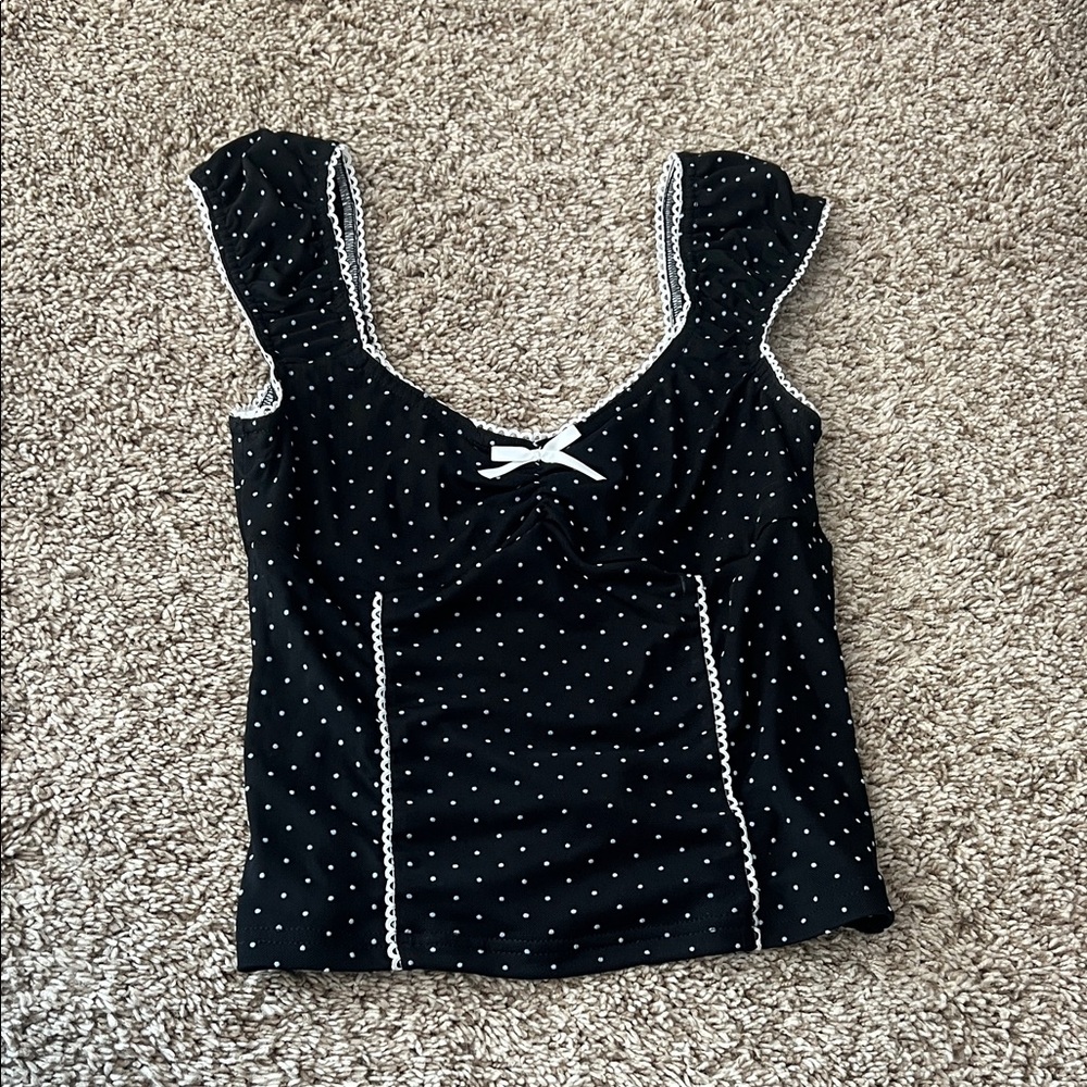 SHEIN Black and White Polka Dot Blouse